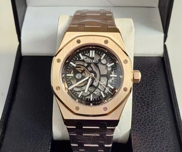 Seiko Mod AP Royal Oak Skeleton Rose Gold